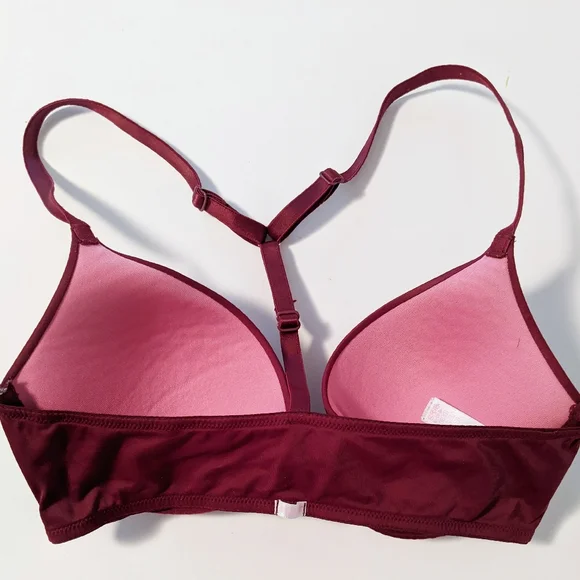 PINK Victoria's Secret  Burgundy Wear Everywhere Push Up Bra 32C - Picture 2 of 4